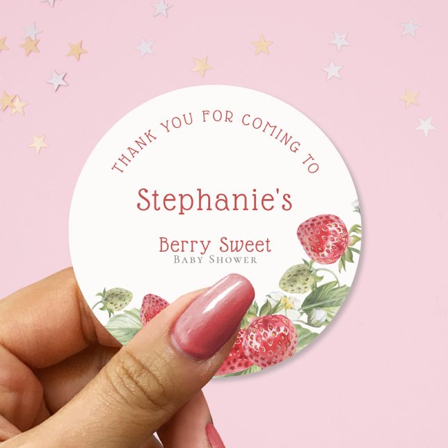 Adesivo Redondo Modern Berry Sweet Obrigado Chá de fraldas (Criador carregado)