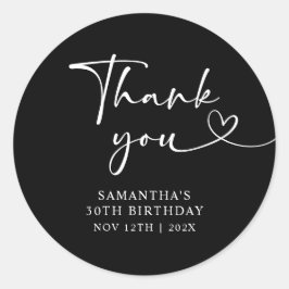 Adesivo Redondo Modern Black and White Hello 30th Birthday