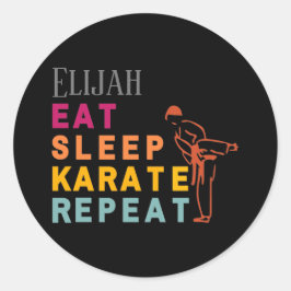 Adesivo Redondo Modern Black Silhouette Japan Karate Artes Marciai