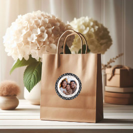 Adesivo Redondo Modern Black & White Photo Christmas