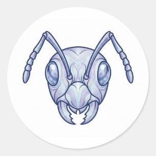 Adesivo Redondo Modern Blue Ant Line Art Illustration Sticker