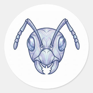 Adesivo Redondo Modern Blue Ant Line Art Illustration Sticker