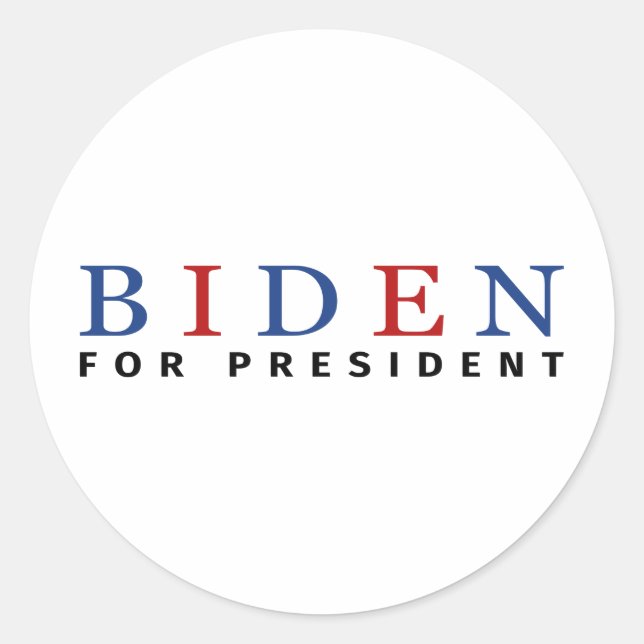 Adesivo Redondo Modern Blue Red Joe Biden para Presidente (Frente)