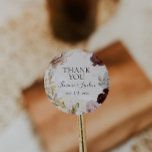 Adesivo Redondo Modern Blush Floral Marble Obrigado Favor De Casam<br><div class="desc">Este obrigado de mármore floral moderno, seu casamento favorece o adesivo redondo clássico perfeito para o seu elegante rosa de ouro de luxo, verde sábio, casamento rosa pincelado. Design apresenta um quadro de folha de ouro ou buquê com pérola vermelha rústica de primavera de pêssego, uma flor típica de aquarela...</div>