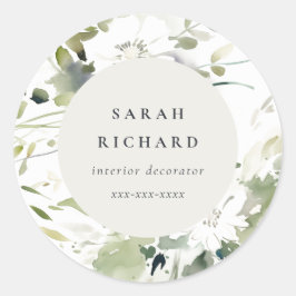 Adesivo Redondo Modern Boho Abstrato Green White Business