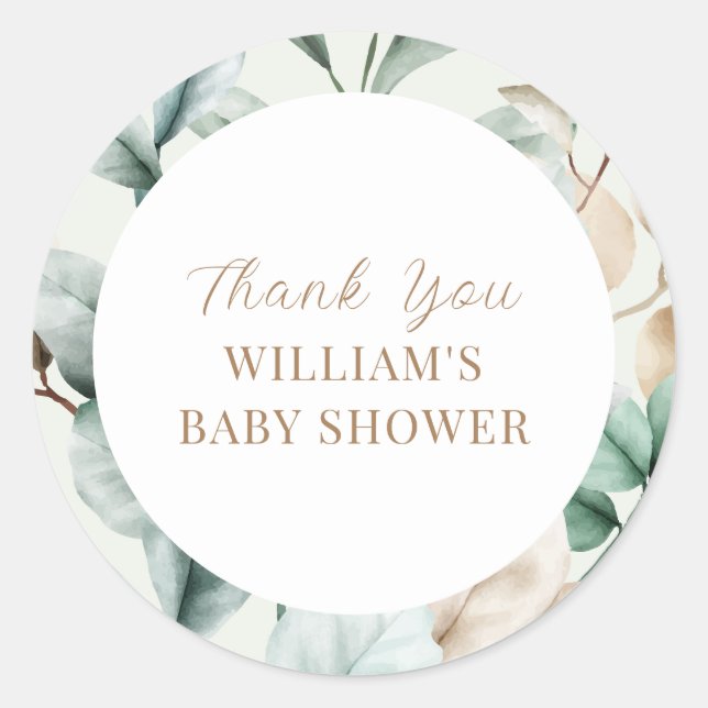 Adesivo Redondo Modern Boho Greenerence deixa Chá de fraldas (Frente)