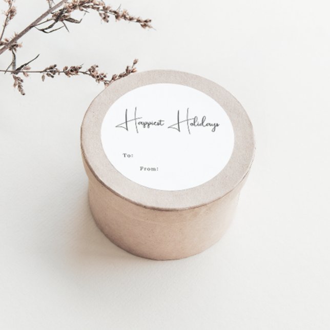 Adesivo Redondo Modern Boho Happiest Holidays To From (Criador carregado)