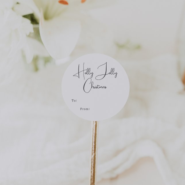 Adesivo Redondo Modern Boho Holly Jolly Natal Para De (Criador carregado)