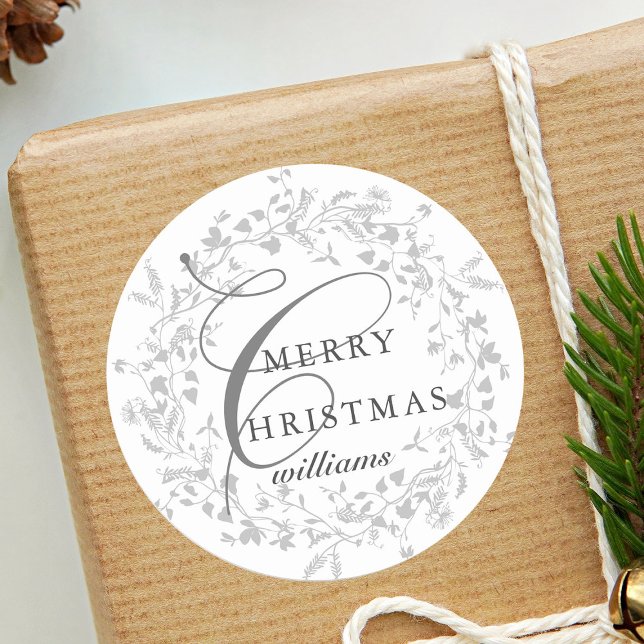 Adesivo Redondo Modern Boho Wildflower Wreath Christmas (Criador carregado)