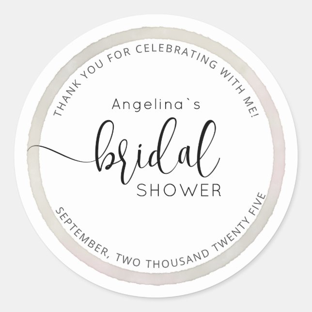 Adesivo Redondo Modern Bride Shower Sticker  (Frente)