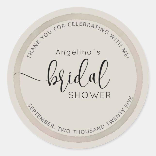 Adesivo Redondo Modern Bride Shower Sticker  (Frente)