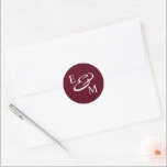 Adesivo Redondo Modern Burgundy Initials Wedding<br><div class="desc">Modern Burgundy Wedding Classic Round Sticker</div>