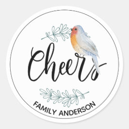 Adesivo Redondo Modern CHEERS Personalizou Robin de Natal