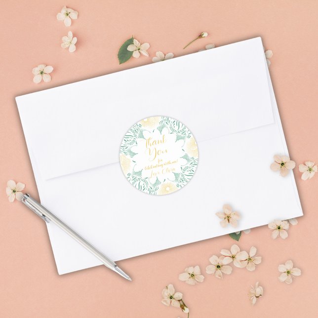 Adesivo Redondo Modern Chic Boho Floral Sweet 16 Festa de aniversá (Criador carregado)