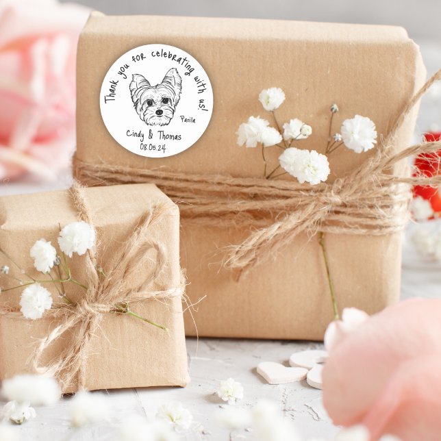 Adesivo Redondo Modern Chic Personalizado Funny Yorkie Dog Favor d (Criador carregado)