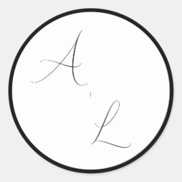 Adesivo Redondo Modern Classic Black & White Border Script Wedding