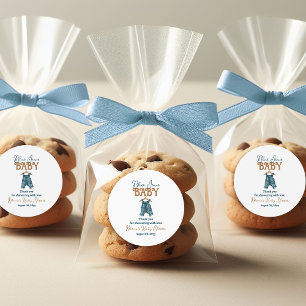 Adesivo Redondo Modern Denim Boy Blue Chá de fraldas