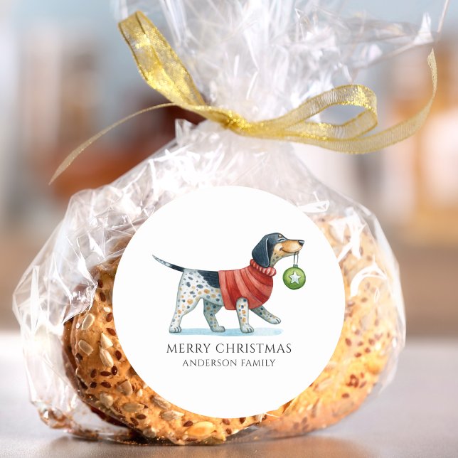 Adesivo Redondo Modern Dog Watercolor Natal (Criador carregado)