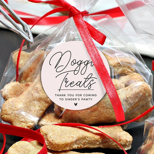 Adesivo Redondo Modern Doggie Treatores Muito Obrigado (Modern Doggie Treats Thank You Pawty Classic Round Sticker)