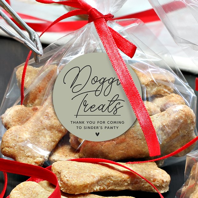 Adesivo Redondo Modern Doggie Treatores Muito Obrigado (Modern Doggie Treats Thank You Pawty Classic Round Sticker)
