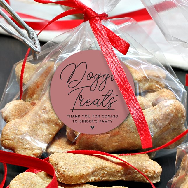 Adesivo Redondo Modern Doggie Treatores Muito Obrigado (Modern Doggie Treats Thank You Pawty Classic Round Sticker)