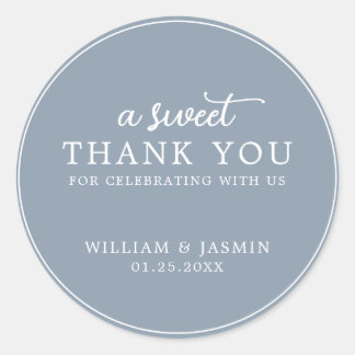 Adesivo Redondo Modern Dusty Blue Sweet Obrigado Casamento