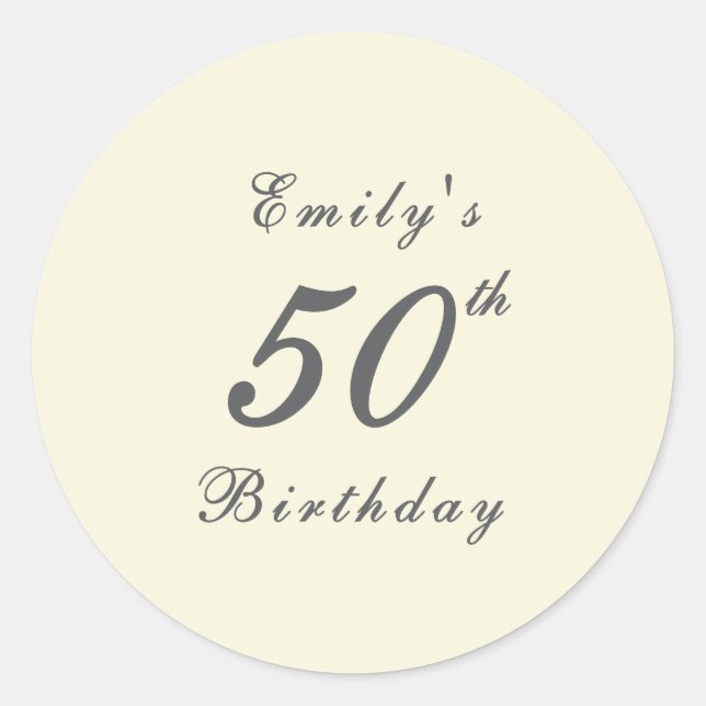 Adesivo Redondo Modern Elegant 50th Birthday Party (Frente)