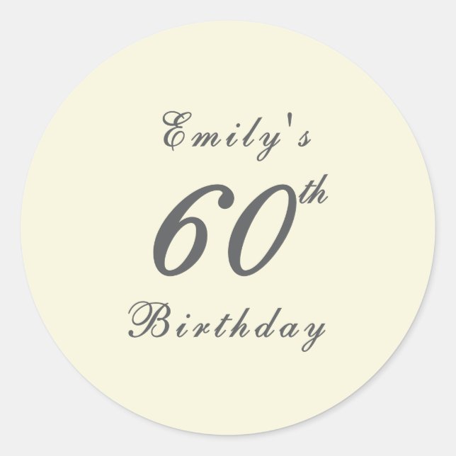 Adesivo Redondo Modern Elegant 60th Birthday Party (Frente)