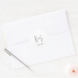 Adesivo Redondo Modern Elegant Monogram Wedding