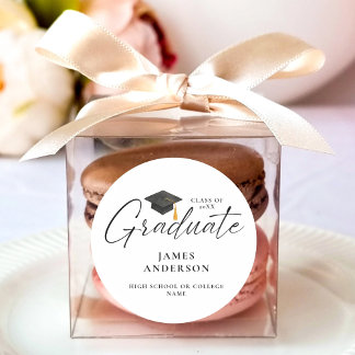 Adesivo Redondo Modern Elegant Script Graduation 
