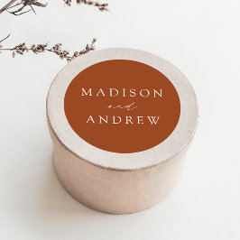 Adesivo Redondo Modern Elegant Terracotta Personalized Wedding