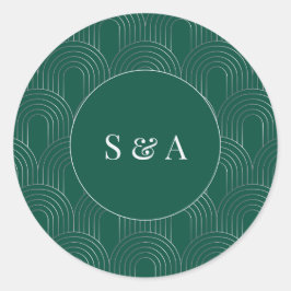 Adesivo Redondo Modern Emerald Green & Silver Arch