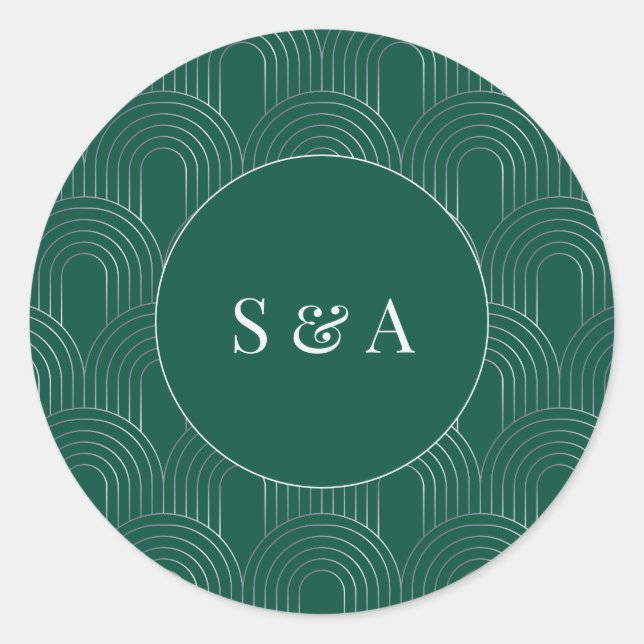 Adesivo Redondo Modern Emerald Green & Silver Arch (Frente)