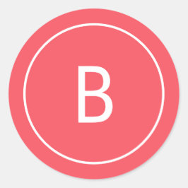 Adesivo Redondo Modern Festive Red Monogram Christmas Envelope