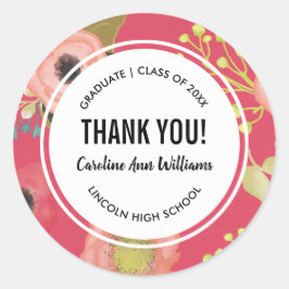 Adesivo Redondo Modern Floral Obrigado Graduação