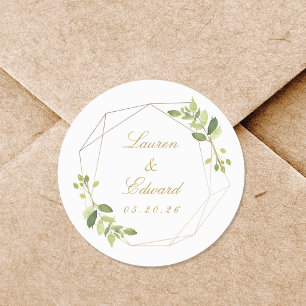 Adesivo Redondo Modern Geométrico Greenery Wedding
