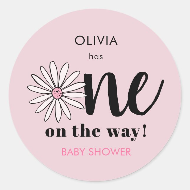 Adesivo Redondo Modern Girls Chá de fraldas Daisy Floral (Frente)