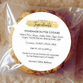 Adesivo Redondo Modern Gold Brush Stroke Bakery Ingredient Product