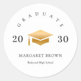 Adesivo Redondo Modern Graduation Gold Cap Simple Minimal