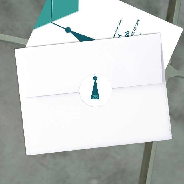 Adesivo Redondo Modern Graduation Tassel Envelope Seal Sticker (Criador carregado)
