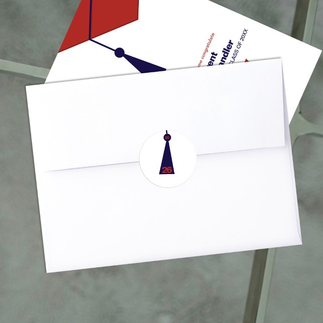 Adesivo Redondo Modern Graduation Tassel Envelope Seal Sticker (Criador carregado)