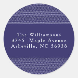 Adesivo Redondo Modern Hanukkah Star Lines Blue Return Address