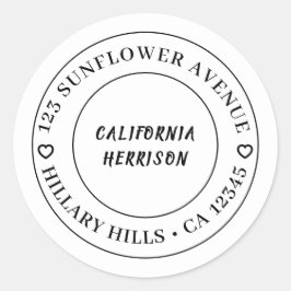 Adesivo Redondo Modern Heart Script Border Design