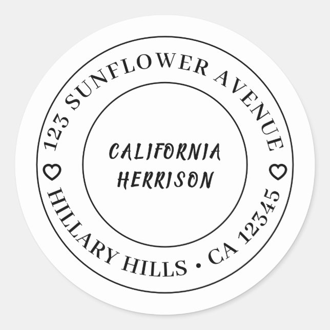 Adesivo Redondo Modern Heart Script Border Design (Frente)