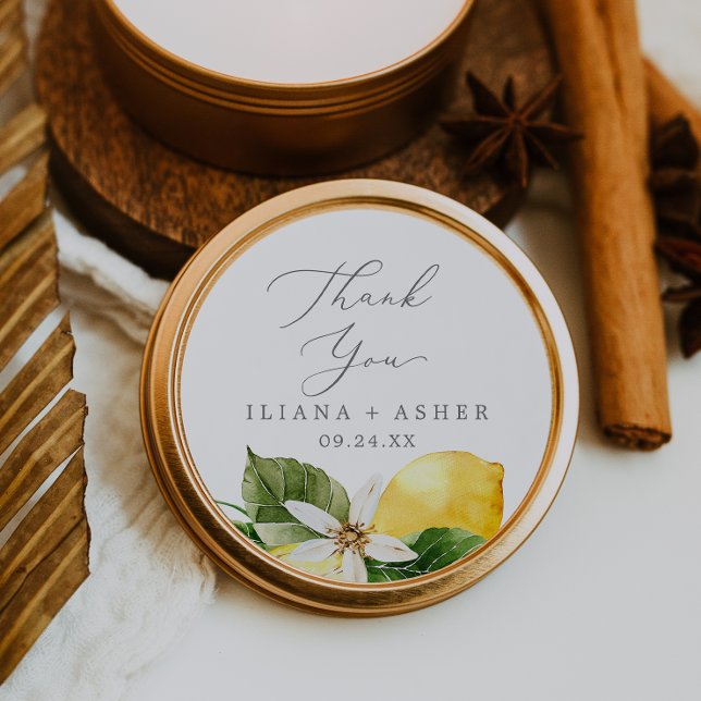 Adesivo Redondo Modern Lemon Garden Obrigado A Favor Do Sticker (Criador carregado)