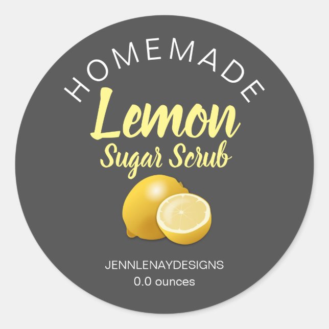 Adesivo Redondo Modern Lemon Sugar Scrub Homemade DIY Labs (Frente)