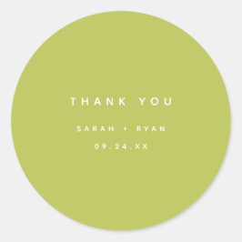 Adesivo Redondo Modern Lime Green "Thank You" Custom Wedding