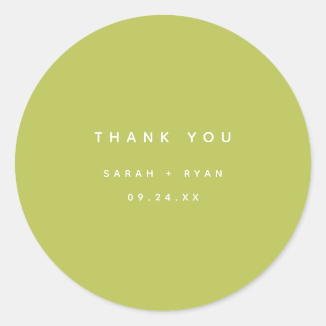 Adesivo Redondo Modern Lime Green "Thank You" Custom Wedding (Frente)