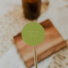 Adesivo Redondo Modern Lime Green "Thank You" Custom Wedding