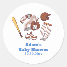 Adesivo Redondo Modern Little Slugger Baseball Sport Baby Shower